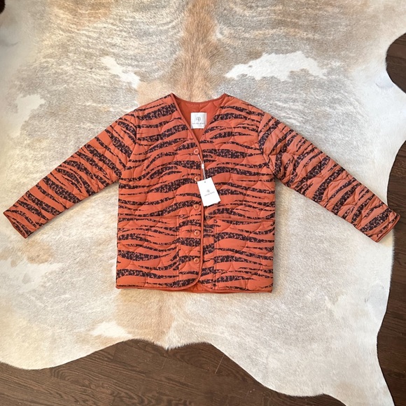 NWT Anine Bing Andy Bomber Quilted Jacket Color Rust Zebra Size XS - Picture 14 of 16